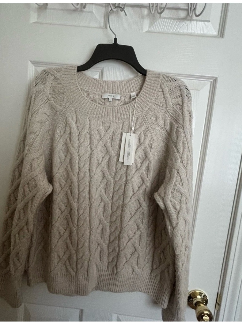 Vince Cream Cable-Knit Crewneck Sweater